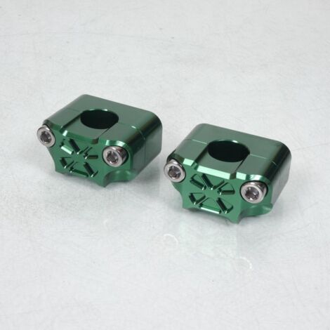 Paire pontet de guidon universel vert Ø22mm réhausse 22mm 3AS