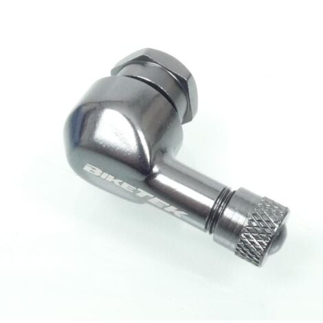 Valve alu Ø8.3mm à visser coudée 90° Biketek gun metal pour moto (1/4)