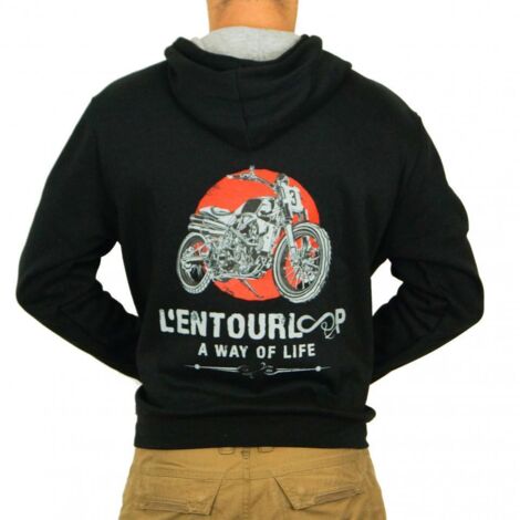 Sweat capuche pour moto Homme L'entourloop Flat track Noir taille (1/2)