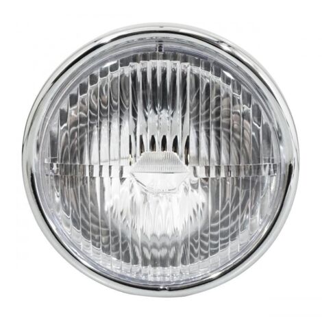 Phare Avant Rond 135mm Pour Mobylette MBK 51 - Marque Guia - Noir Et Chrome - Neuf Avec Garantie