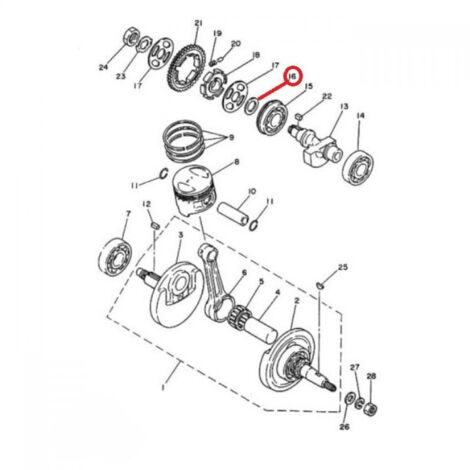Rondelle origine pour moto Yamaha 125 DTE 1989 à 1996 (1/3)