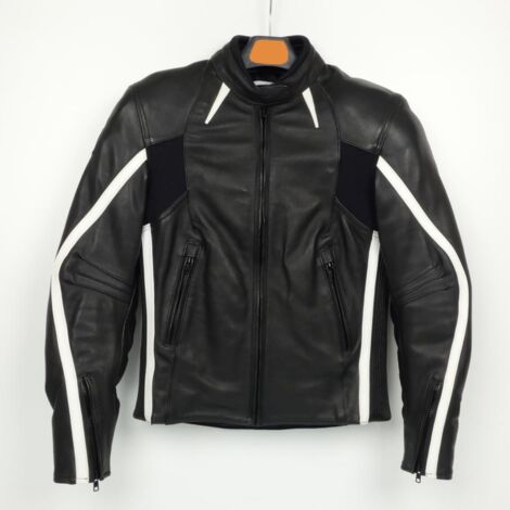 Blouson veste moto cuir noir blanc pour femme taille 36 Lady
