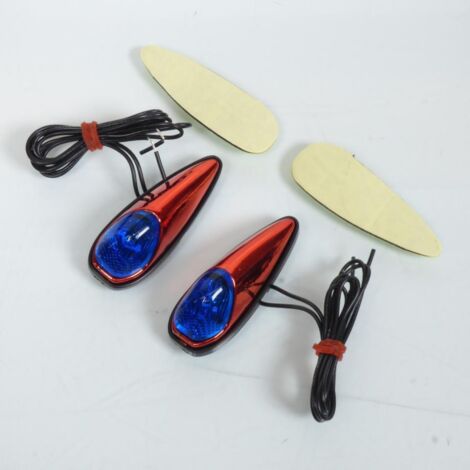 Mini clignotant goutte d'eau rouge verre bleu LED pour moto (1/3)