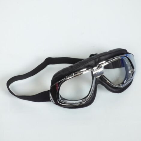 Lunette aviateur chromé et noir look rétro vintage pour casque