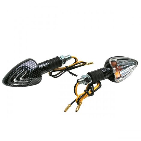 Clignotant à ampoule triangle carbone 12V 10W Ø8mm pour moto 50 à