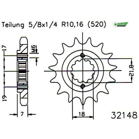 Pignon TT Lightweight Honda - 520 - 14 Dents - Made in Germany (1/2)