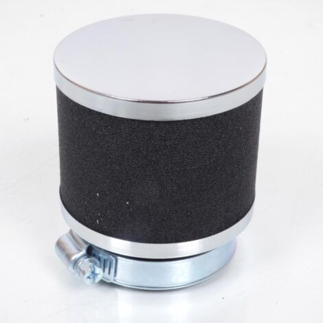 Filtre à air moto cylindrique chromé et noir pour carburateur