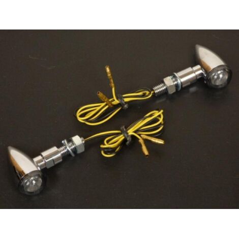 Paire de mini clignotant alu à LED tuning pour moto style café (1/3)