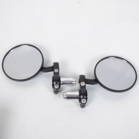 Paire de rétroviseur rond noir embout de guidon pour moto custom (1/2)