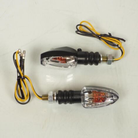 Paire de mini clignotant noir homologué ampoule OPM 12V pour moto (1/5)