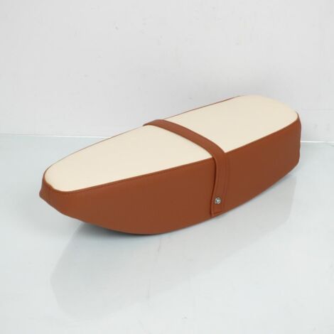 Selle siège biplace marron/beige pour mobylette cyclomoteur (1/4)