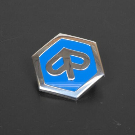 Emblème logo de tablier avant à clipser chromé bleu pour scooter