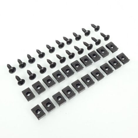 Kit vingt vis de carrosserie noir Ø5x15mm avec agrafes pour moto