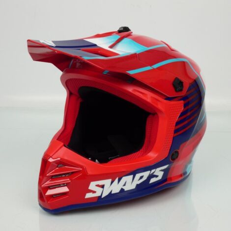 Casque de moto cross rouge pour enfant Taille S 47-48cm Swaps