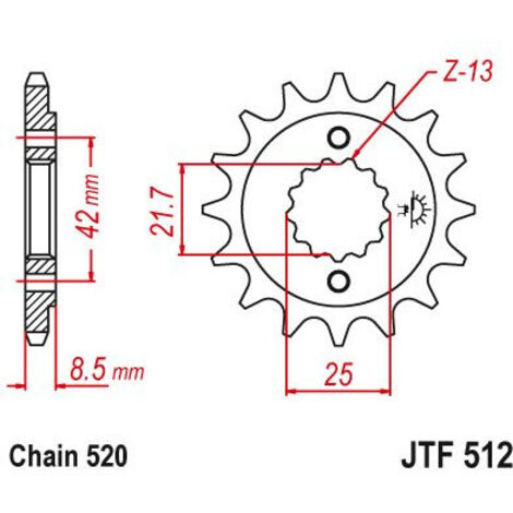 Pignon TT Lightweight Kawasaki - 520 - 16 Dents - Similaire JTF512 - Made in Ger (1/2)