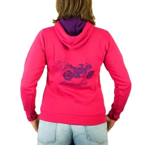 Sweat capuche pour moto Femme L'Entourloop Birdy Fushia taille M (1/2)