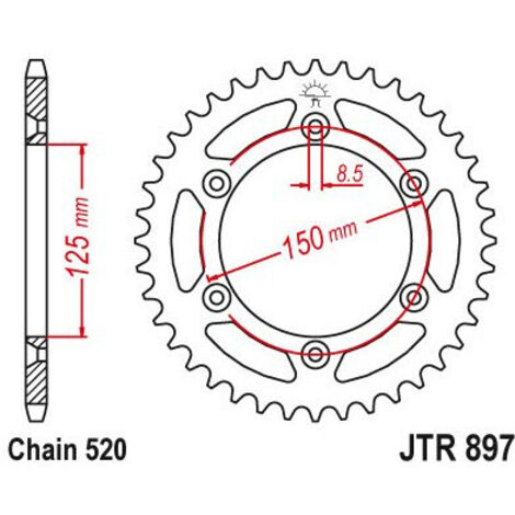 Couronne Acier TT Ultralight Husqvarna-KTM - 520 - 50 Dents - Similaire JTR897 - (1/2)