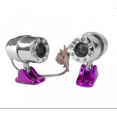 Paire de mini spot à led bleu TNT chromé et violet pour scooter (1/4)