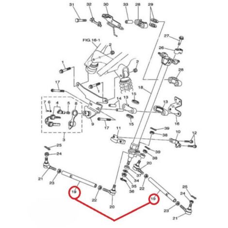Rotule de direction origine pour Quad Yamaha 350 Warrior 1989 à (1/4)