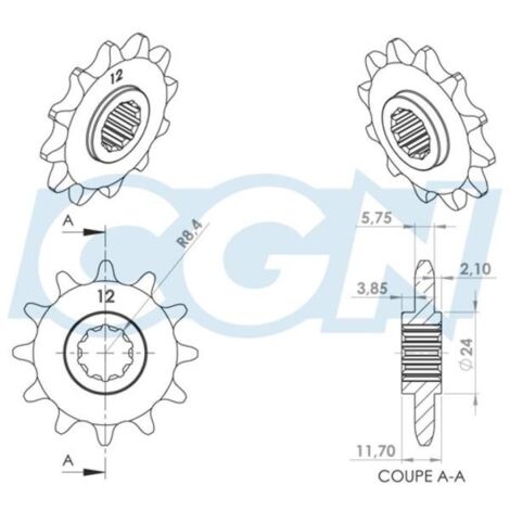 Pignon de sortie de boite Teknix pour Moto Gilera 50 GSM Avant (1/3)