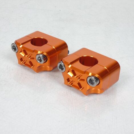 Paire pontet de guidon universel Orange Ø22mm réhausse 22mm 3AS (1/4)