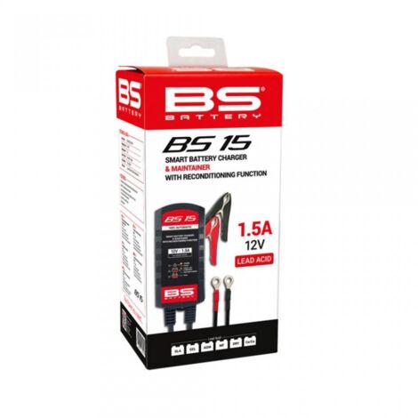 Chargeur batterie intelligent 12V 1.5A BS Battery BS15 pour moto