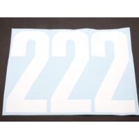 Autocollant Trois 3 stickers numéro course pour moto deux 2 blanc