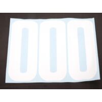 Autocollant 3 trois stickers PXP blanc numero course pour moto 0