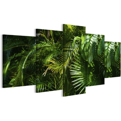 Tableau sur toile, Peinture sur 5 toiles – 100 x 50 cm, Motif jungle (1/5)