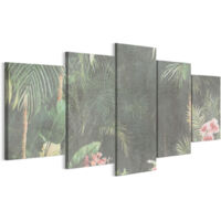 Tableau sur toile, Peinture sur 5 toiles – 100 x 50 cm, Motif jungle