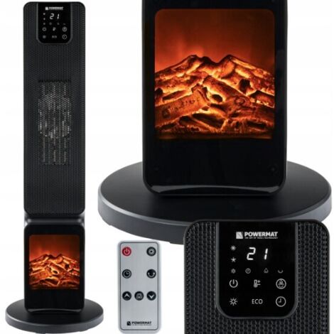 Keramik Heizlüfter Heater Heiztower 2500W Keramikheizer Turmheizer Elektrokamin mit Heizung und Kaminfeuer + Fernbedienung
