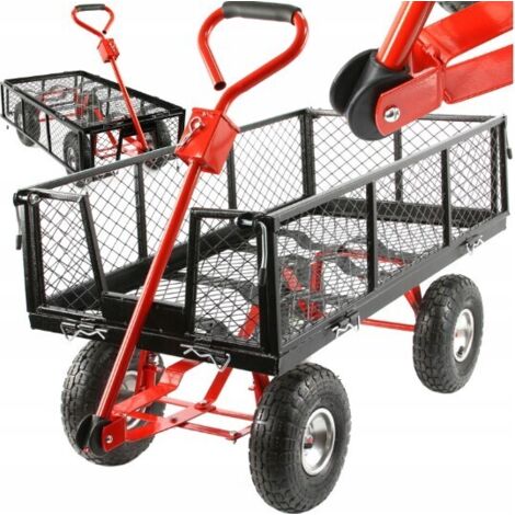Bollerwagen, Transportwagen, Gartenwagen mit klappbaren Seitenwänden Profilreifen und kugelgelagerte Stahlfelgen, 400kg belastbar