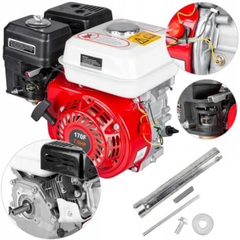 Motor Benzin Benzinmotor 7PS 196 ccm OHV Kartmotor Standmotor 4-Takt Industriemotor 20 mm Welle Motor für Rüttelplatte, Stromaggregat