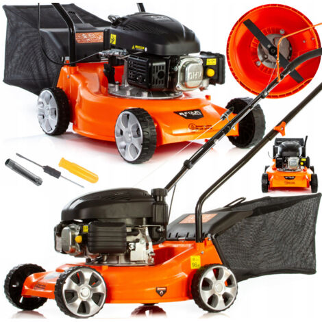 DEMON Leichte Benzin Rasenmäher aus Verbundwerkstoff  Waage 19kg Motor 1,47 kW  Mähbreite 40cm  Graskorb 40 L