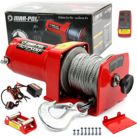 Elektrische Seilwinde 12V mit Funkfernbedienung 2500 lbs / 1133 kg Offroad Motorwinde Seilzug Elektrowinde 4mm/15m Stahlseil