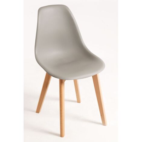 Regalos Miguel – Silla Kelen para comedor – Estructura de madera – Asiento de polipropileno – Diseño ergonómico y fácil mantenimiento – Color gris claro (1/5)