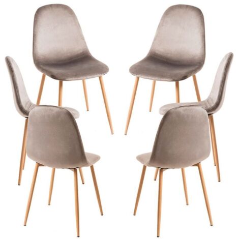 Packs Sillas Comedor - Pack 6 Sillas Teok Terciopelo - Gris (1/5)