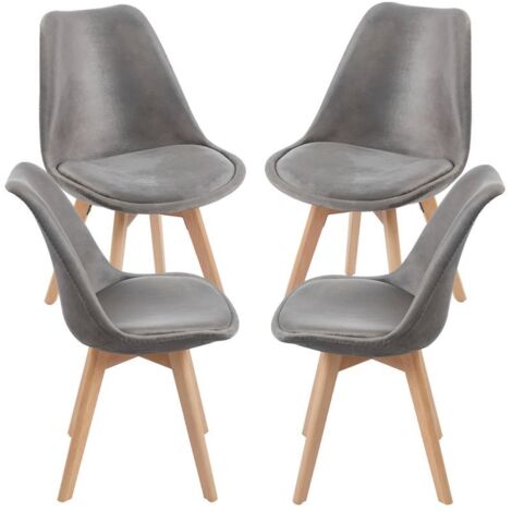 Packs Sillas Comedor - Pack 4 Sillas Synk Terciopelo - Gris oscuro (1/5)