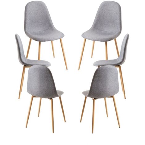 Packs Sillas Comedor - Pack 6 Sillas Teok Tela - Gris claro (1/5)