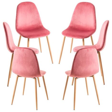 Packs Sillas Comedor - Pack 6 Sillas Teok Terciopelo - Rosa (1/5)