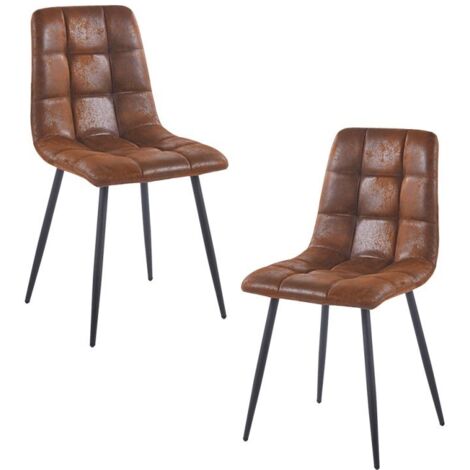 Packs Sillas Comedor - Pack 2 Sillas Stuhl Polipiel - Marrón Vintage