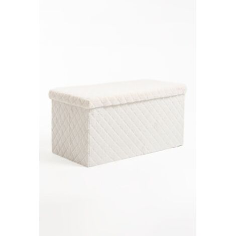 Pufs y reposapiés - Puff Almacenaje Dico 76 cm Terciopelo - Blanco