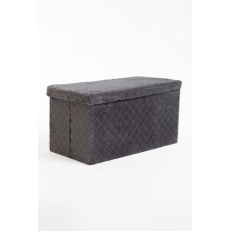 Pufs y reposapiés - Puff Almacenaje Dico 76 cm Terciopelo - Gris