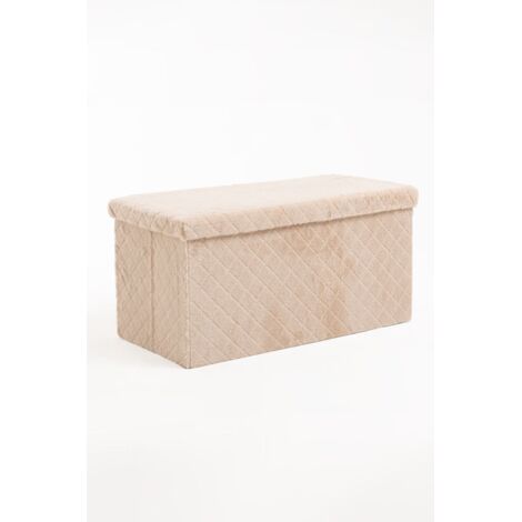 Pufs y reposapiés - Puff Almacenaje Dico 76 cm Terciopelo - Beige