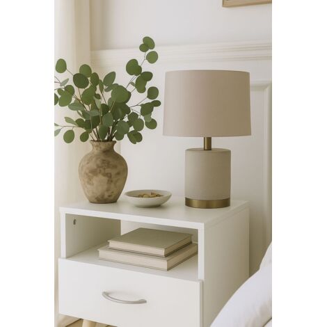 Mesita De Noche Kendra Con 2 Cajones - Estilo Nórdico, Color Blanco Y Madera Clara