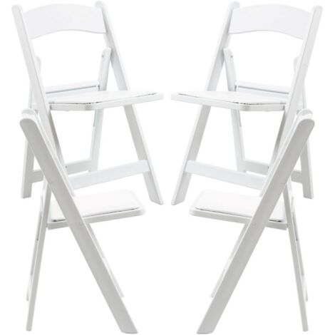 Sillas Plegables - Pack 4 Sillas Gala Plegable con Cojín efecto Madera - Blanco