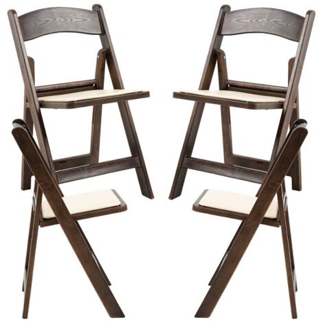 Sillas Plegables - Pack 4 Sillas Gala Plegable con Cojín efecto Madera - Roble oscuro