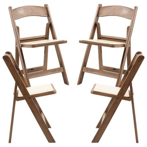 Sillas Plegables - Pack 4 Sillas Gala Plegable con Cojín efecto Madera - Roble Claro