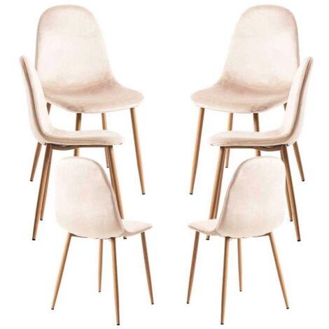 Packs Sillas Comedor - Pack 6 Sillas Teok Terciopelo - Beige (1/5)