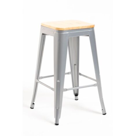 Taburetes Bajos - Taburete Torix Bajo Madera Natural - Gris metalizado (1/5)